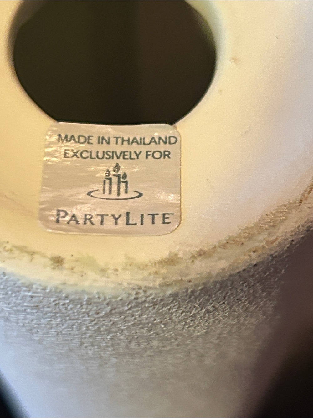Party Lite Lavender Taper Candle in Cream Ceramic Holder 6.5” Tall - Picture 7 of 7